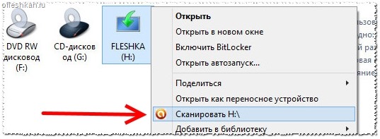 Проверка накопителя антивирусной программой