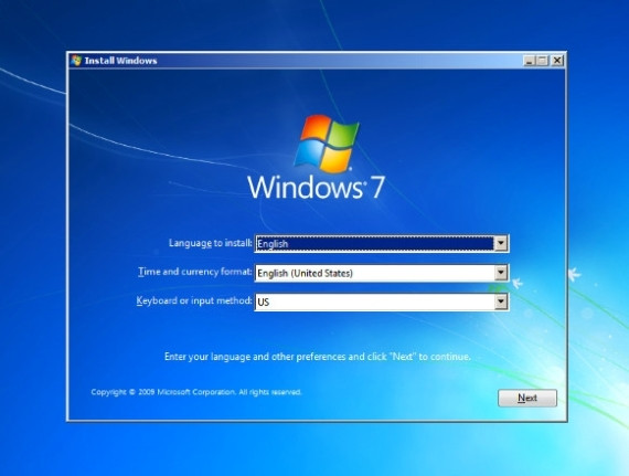 Установка Windows 7 с флешки, начальный экран установки Установка Windows 7 с флешки, начальный экран установки